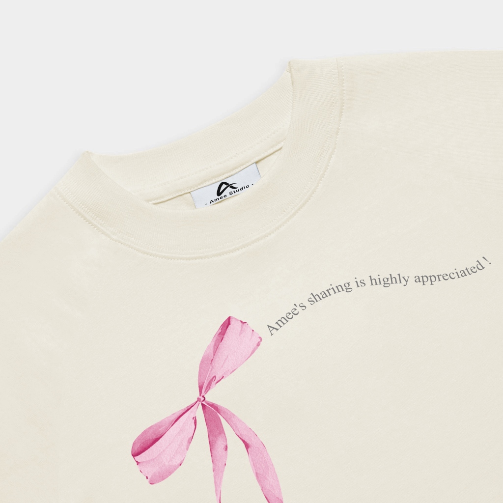 Áo thun Baby Tee Local Brand Amee Studio/ Bow Pink 100% Cotton 250gsm | BigBuy360 - bigbuy360.vn