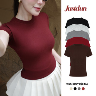 Áo thun ôm body cotton lông mịn co giãn Justdun B18