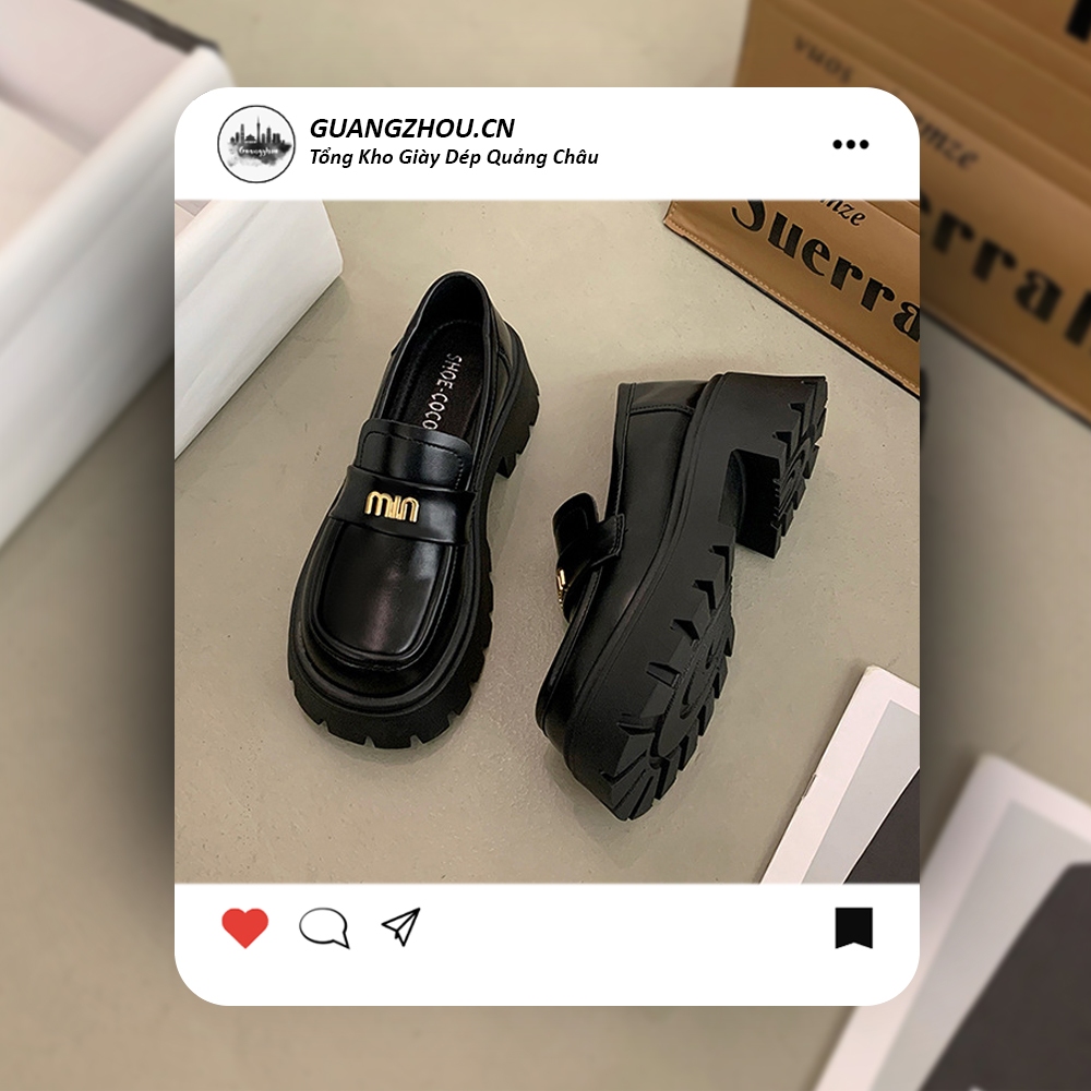  Giày Đốc Nữ Signature Da Mờ Đế 5cm Full Box Giày Lười Nữ Đế Eva Siêu Nhẹ Hot Trend 