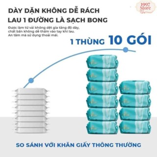   Thùng 10 gói  Khăn giấy ướt cao cấp IDOOSS vải không dệt,mịn màng gói to. 