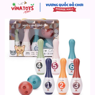 Bộ Đồ Chơi Bowling Cho Bé VINATOYS, Đồ Chơi Vận Động Ném Bóng Rèn Luyện Sức Khỏe, Chất Liệu Nhựa An Toàn Kèm 2 Trái Bóng