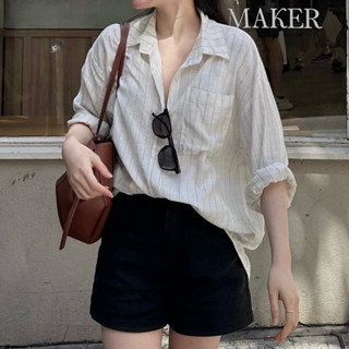 [HÀNG CÓ SẴN] Áo sơ mi kẻ sọc đen trắng LINEN STRIPED chất linen cao cấp freesize dáng rủ mùa hè