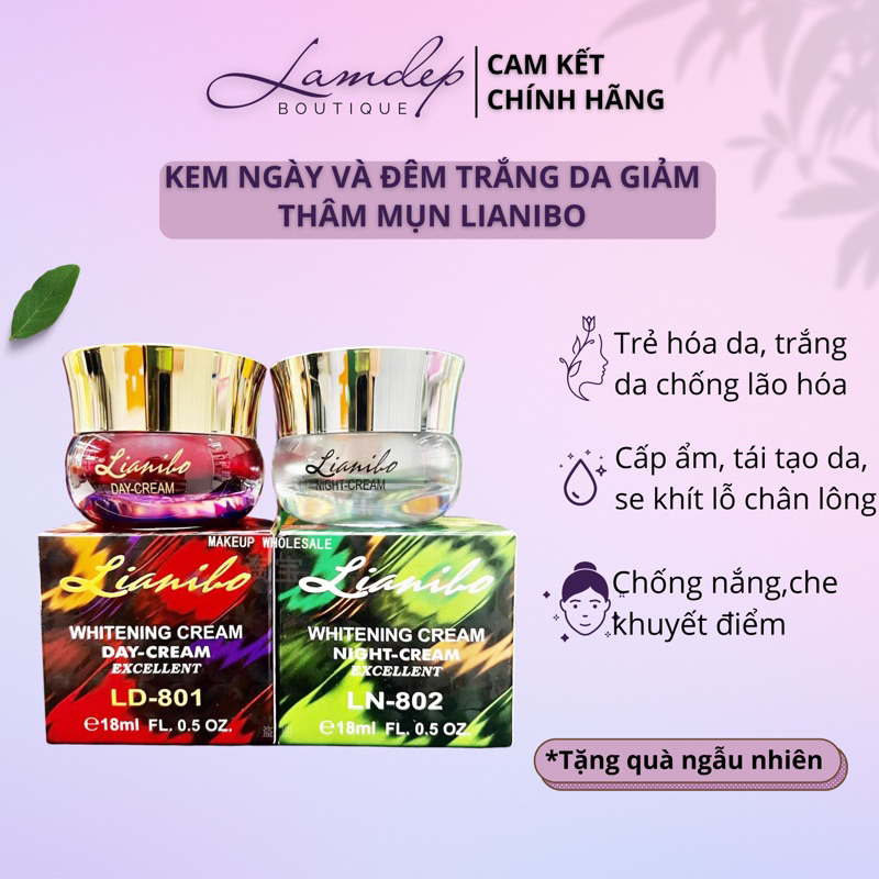 Kem Dưỡng Da LIANIBO Ngày/Đêm Hàng Chính Hãng - Trắng Da, Mờ Nám, Giảm Thâm Mụn 18ml