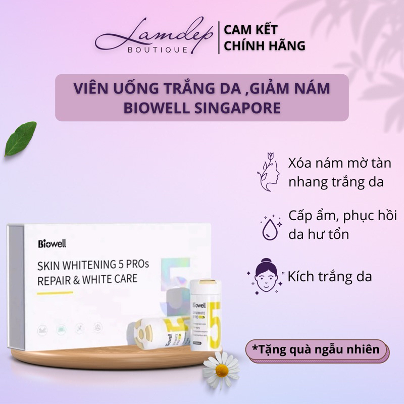 Viên Uống Trắng Da Nhập Khẩu BIOWELLTrắng Da Toàn Thân ,Ức Chế Melanin Giảm Nám Tàn Nhang -Thương hiệu Singapore 56 viên