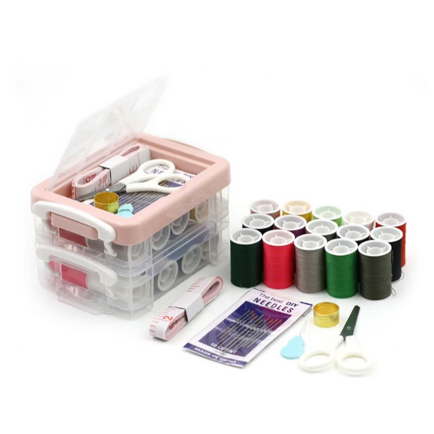 Hộp Kim Chỉ Đa Năng, Hộp Kim Chỉ May Vá, Hộp Kim Chỉ 3 Tầng Đi Kèm 12 cuộn chỉ