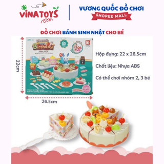 Đồ Chơi Bánh GATO Sinh Nhật VINATOYS, Có Âm Thanh Và Đèn Thổi Nến Như Thật Sử Dụng Pin, Nhựa An Toàn Cho Bé