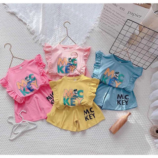  Combo 3 bộ và 5 bộ khác màu_Bộ mickey tay bèo tiểu thư chất cotton mềm mát dễ thương cho bé 7-18kg.Xưởng may BiBo 