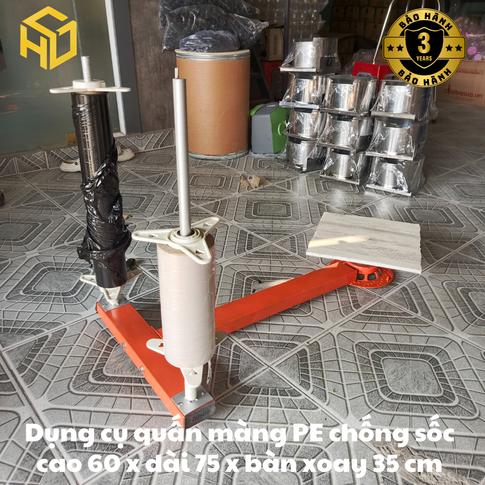 Dụng cụ quấn màng PE màng xốp bóng khí - Bàn quấn màng PE tải trọng 200 kg