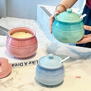  ÂU  HŨ  1200ML BẰNG GỐM SỨ CAO CẤP ĐỰNG MỠ GIA VỊ CÓ NẮP THÌA CHỊU NHIỆT HỌA TIẾT HOA LÁ 