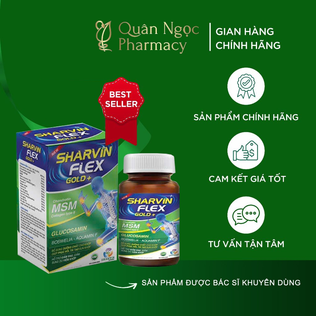 Viên dưỡng khớp Sharvin Flex Gold + hộp 30 viên hỗ trợ bổ sung dưỡng chất cho khớp