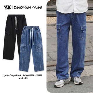 Quần Jean Cargo Pant Dinoman x Yumi, Quần Bò Túi Hộp Ống Rộng Nam Nữ Chất Liệu Dầy Dặn - QTH04