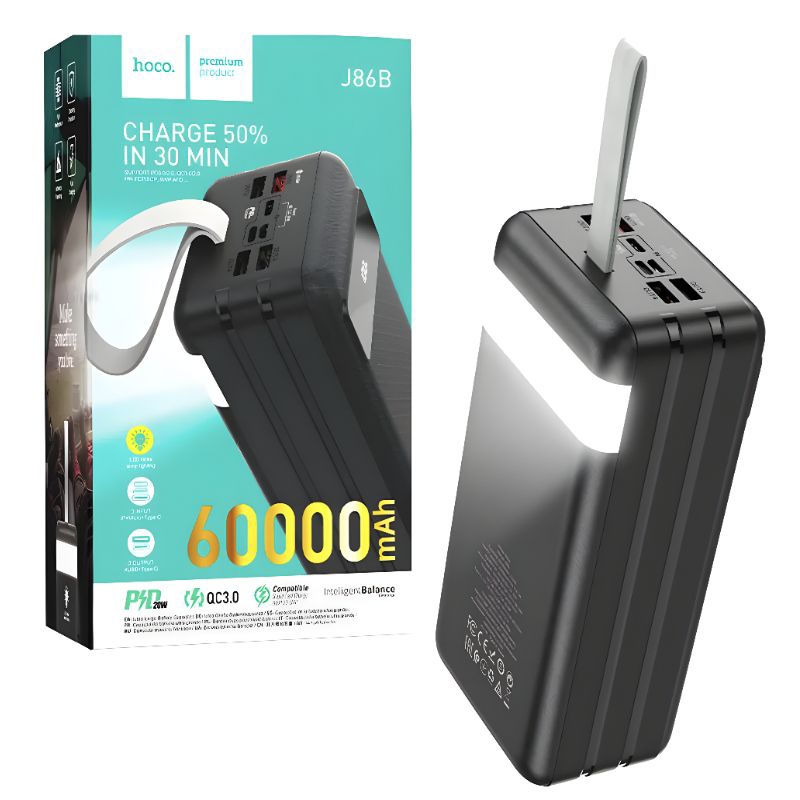 Pin dự phòng Hoco J86B 60.000mah - J86A 50.000mah - J86 40.000mah USB sạc nhanh 22,5W. Type-c 20W