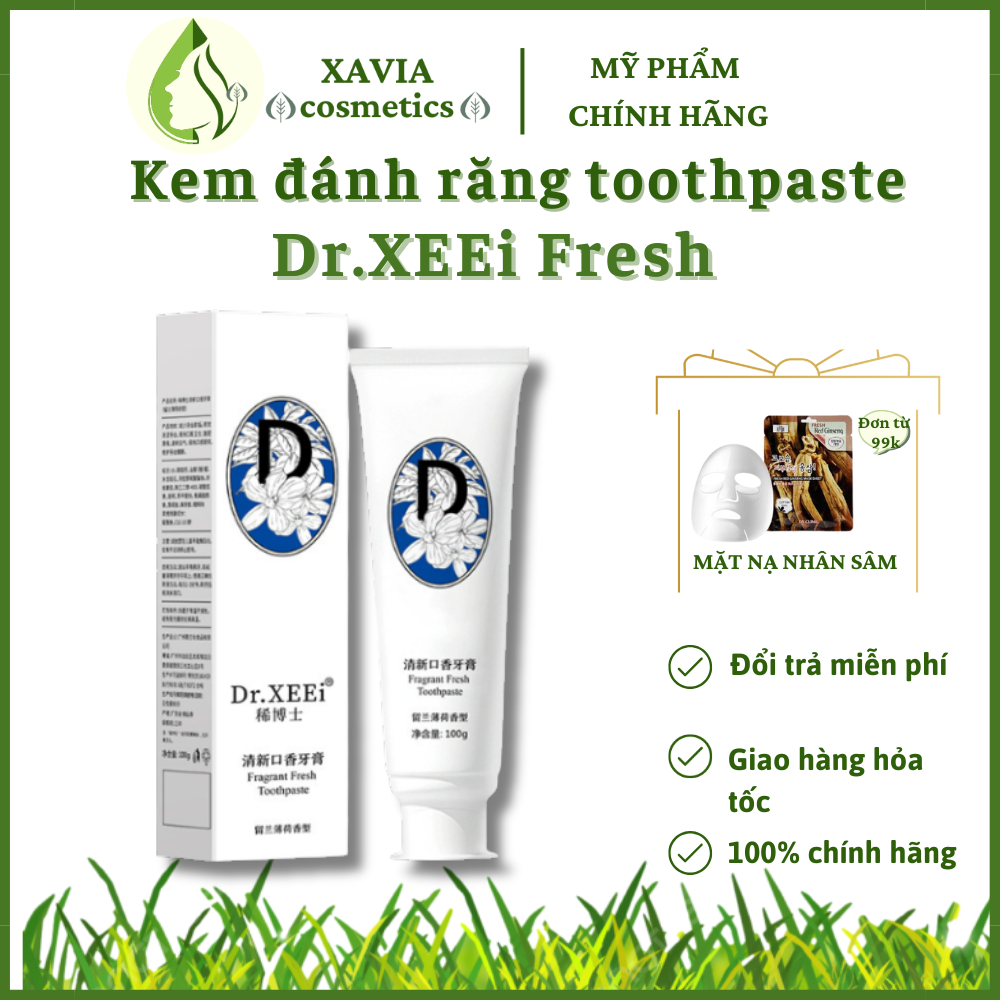Kem đánh trắng răng Dr.Fresh - kem đánh răng toothpaste tẩy cao răng, ố vàng, trắng sáng, loại bỏ hôi miệng 100g