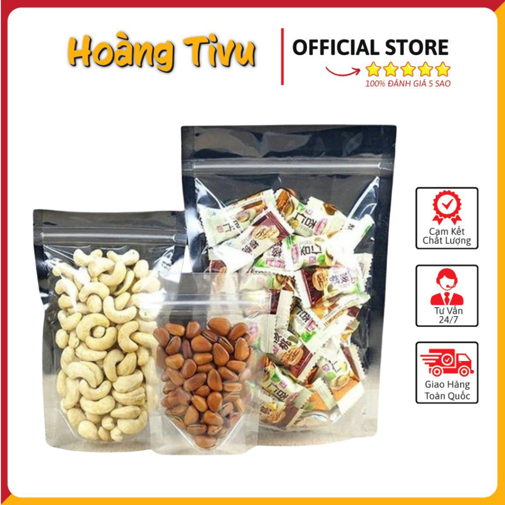 Túi Zipper Đáy Đứng 2 Mặt Trong Đựng Trà Sữa, Đồ Ăn Vặt Túi Zipper Ra Đời Có Thể Đựng Được Sản Phẩm 
