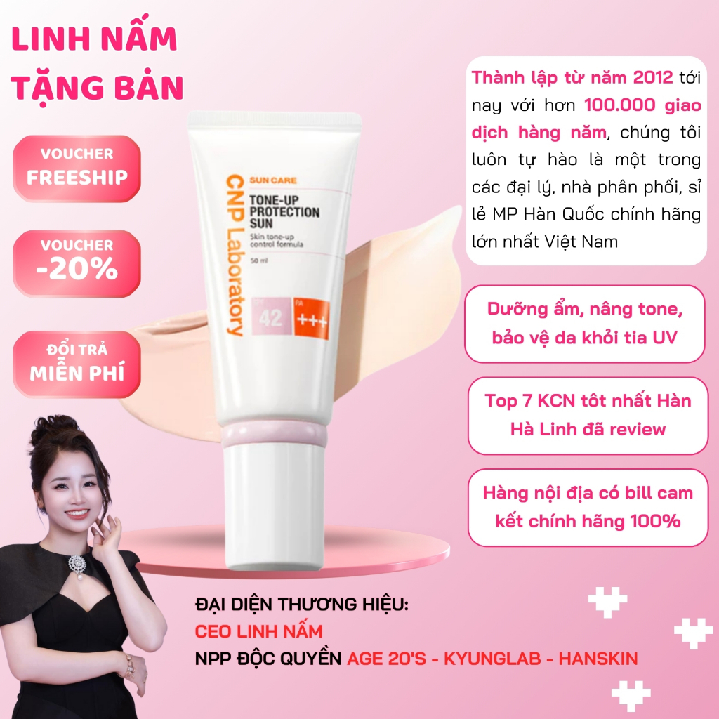 Kem chống nắng CNP Laboratory kiềm dầu nâng tone, CNP kem chống nắng hoàn hảo cho da dầu có bill