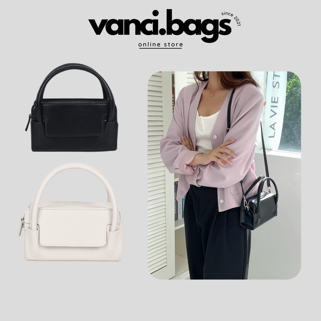 Túi xách basic dễ mix mọi outfits, đựng vừa các dòng điện thoại, Túi đeo chéo nữ basic 2 quai da trơn - BASIC BAG VC01