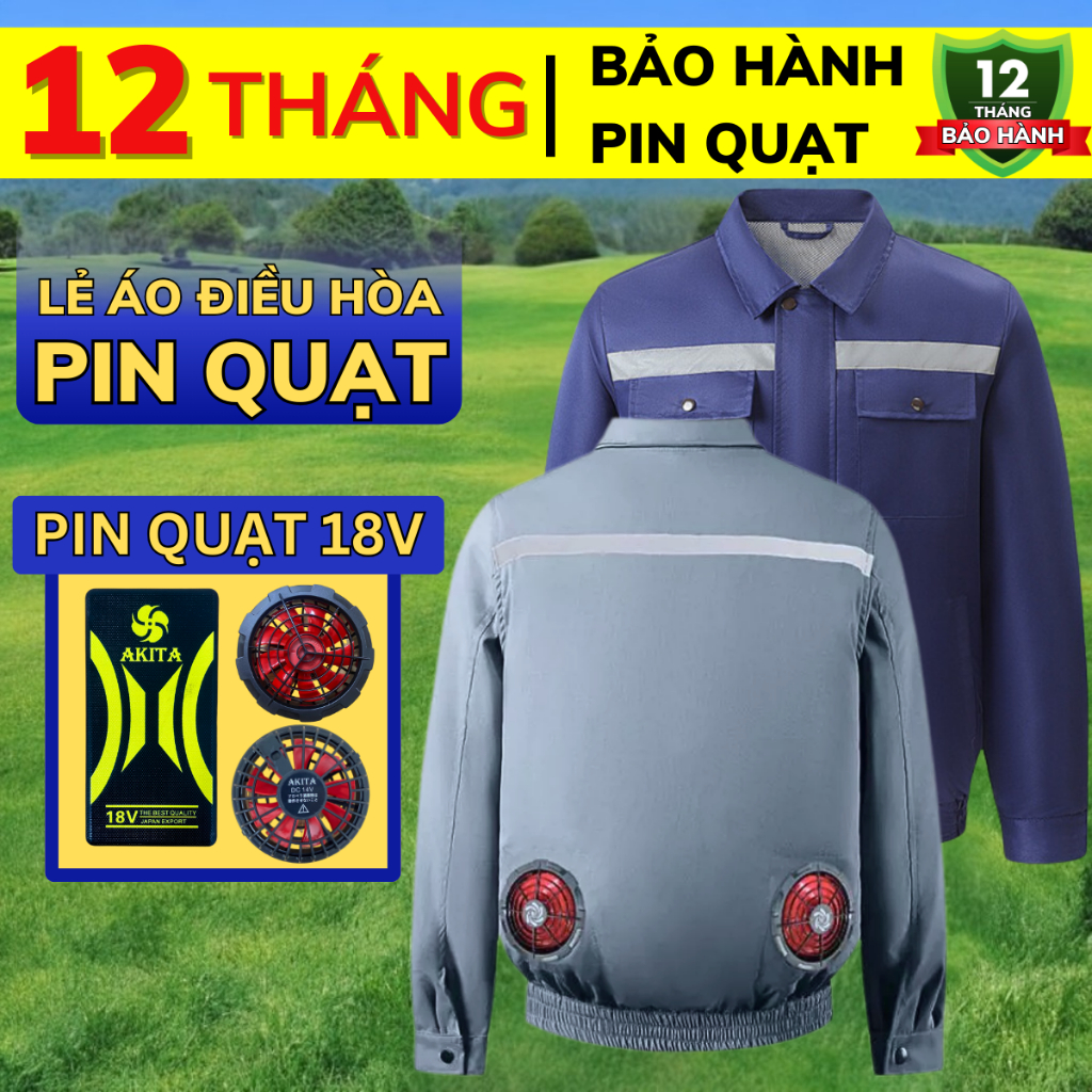 Áo điều hòa  Nhật Bản lẻ phụ kiện, lẻ áo. Pin quạt áo điều hòa đủ bộ AKITA, JAPAN -Bảo hành 12 tháng