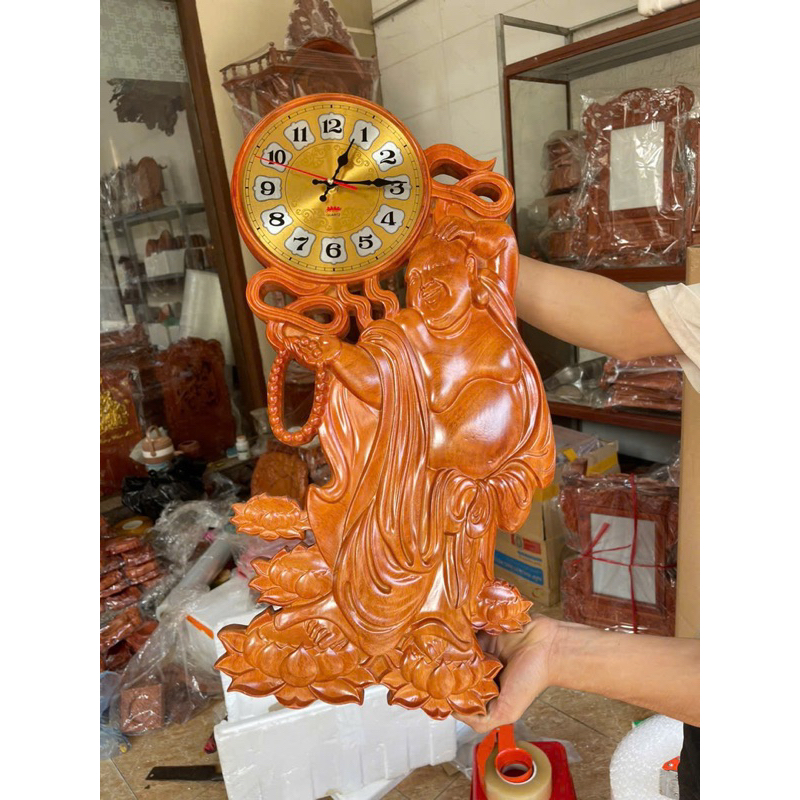 Đồng hồ Di Lạc 35x 60 cm, đồng hồ gỗ treo tường, đồng hồ gỗ trang trí decor phòng