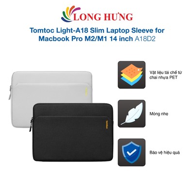 Túi xách chống sốc Tomtoc Light-A18 Slim Laptop Sleeve for Mbook Pro M2/M1 14 inch A18D2 - Hàng chính hãng