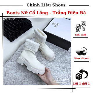 Bốt trắng cổ lông 5 phân cao cấp