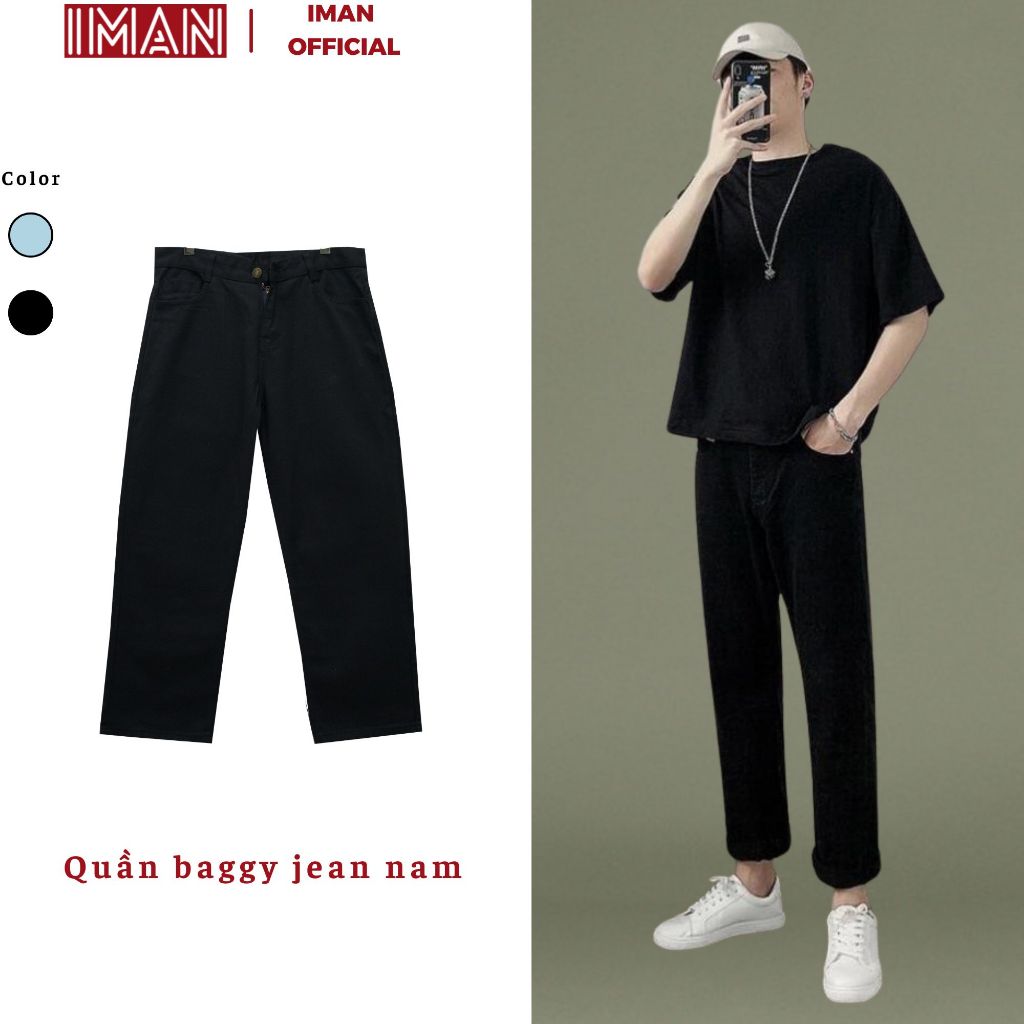 Quần baggy jean nam ống suông rộng hottrend