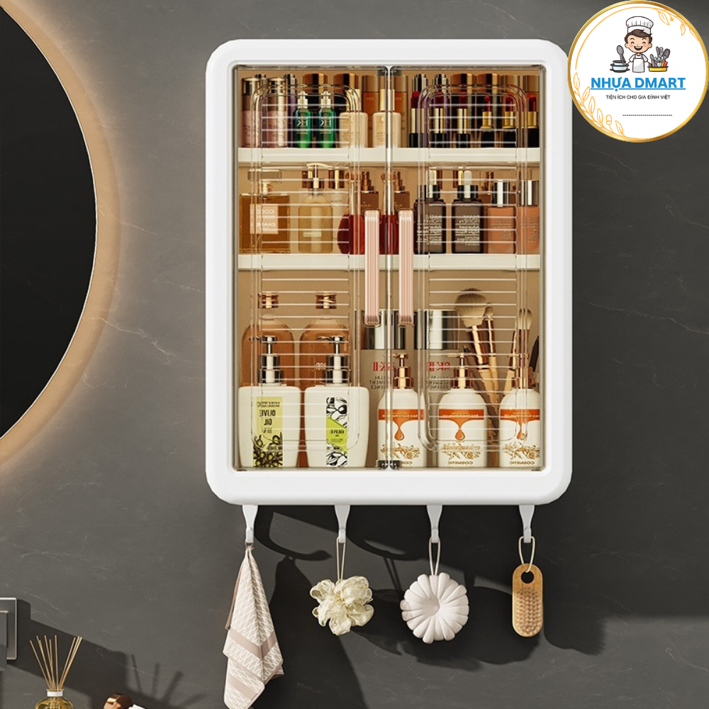 tủ đựng đồ dán tường jnochj có cửa cánh chống nước, chia ngăn tiện lợi đựng đồ nhà bếp 7678