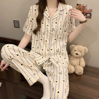  Bộ Cotton Thô Đũi Mềm Mặc Nhà Pijama Nữ Chất Thô Quảng Châu Hoạ Tiết Dễ Thương  Mát Mềm Mịn Elsa Pijama 