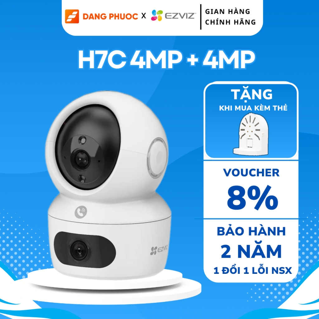 Camera WIFI 2 Mắt Trong Nhà EZVIZ H7C 8MP AI thông minh, Quay quét toàn diện, Đàm thoại 2 chiều