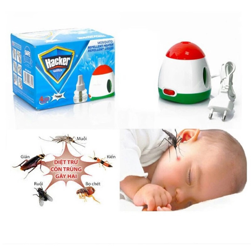 Máy Đuổi Muỗi Hacker - Đèn Đuổi Muỗi Hacker - Tặng Kèm Tinh Dầu