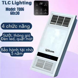 Quạt sưởi nhà tắm âm trần TLC - Corisu Luxury 60x30cm 4 in 1 Sưởi, quạt mát, đèn led, thông gió - Bh chính hãng 3 năm