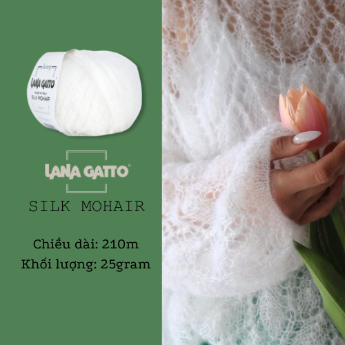 Cuộn len mohair pha lụa Lana Gatto Silk Mohair Yarn , len mohair, len mùa đông