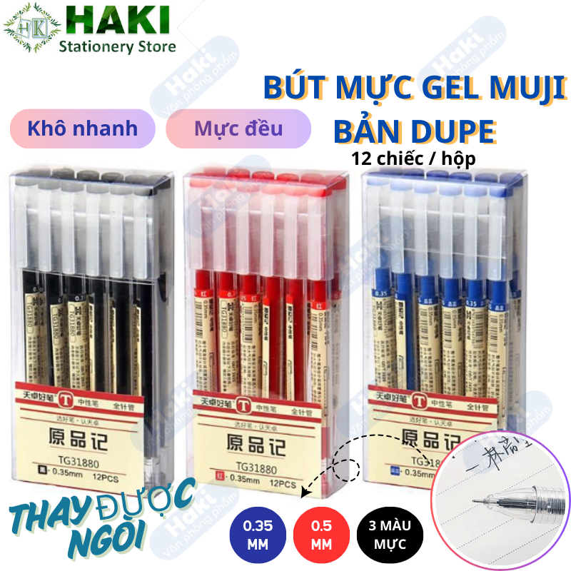 Bút gel mực nước Muji, bút mực HAKI đi nét ngòi 0.5mm 0.35mm nhiều màu dễ thương B50