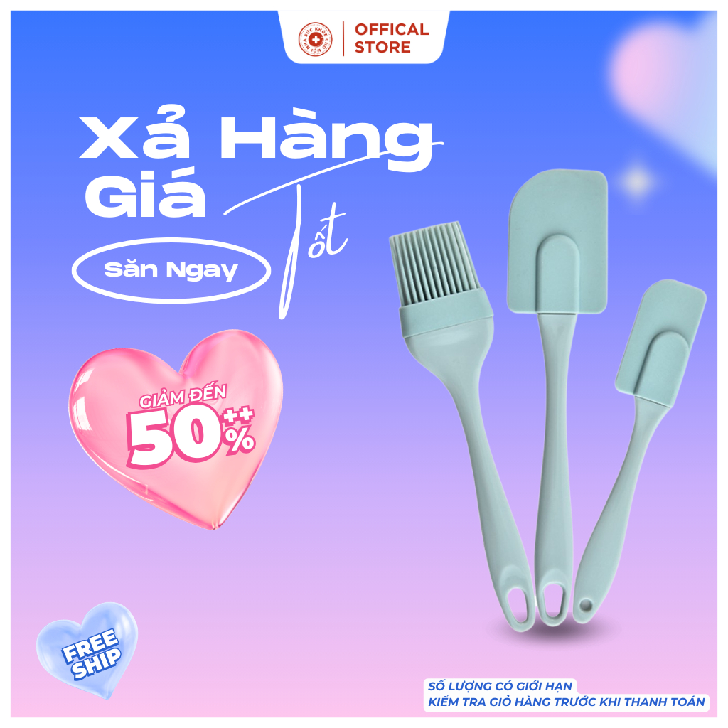Bộ 3 cọ quét dầu phới trộn bột bằng silicon - dụng cụ làm bánh chịu nhiệt