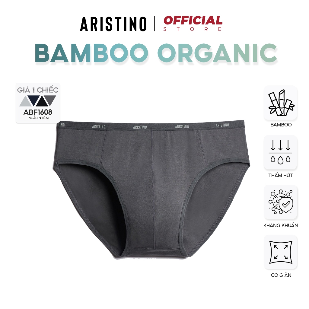 Quần lót nam ARISTINO sịp tam giác vải bamboo cạp nhỏ ôm body có size người béo thoáng khí - ABF1608