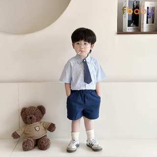 Bộ Quần Áo Sơ Mi Fbaby For New Generation Kèm Cavat Dành Cho Bé Trai Kẻ Sọc Phong Cách Công Tử Hàn Quốc Đi Chơi, Đi Học