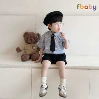 Bộ Quần Áo Sơ Mi Fbaby For New Generation Kèm Cavat Dành Cho Bé Trai Kẻ Sọc Phong Cách Công Tử Hàn Quốc Đi Chơi, Đi Học