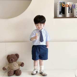 Bộ Quần Áo Sơ Mi Fbaby For New Generation Kèm Cavat Dành Cho Bé Trai Kẻ Sọc Phong Cách Công Tử Hàn Quốc Đi Chơi, Đi Học