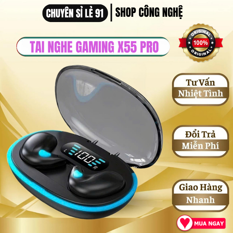 Tai nghe X55 / F9 / M10 / M10 / M19 PRO mini không dây, chống ồn, Bluetooth 5.3, phù hợp cho thể thao, game và ngủ.