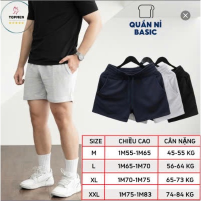 Quần đùi nam chất nỉ da cá, quần cộc nam dáng trên gối basic thể thao