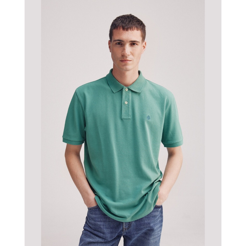 Áo thun polo piqué màu xanh lá cây verde - Old Money Style