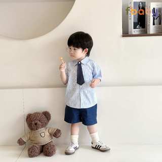 Bộ Quần Áo Sơ Mi Fbaby For New Generation Kèm Cavat Dành Cho Bé Trai Kẻ Sọc Phong Cách Công Tử Hàn Quốc Đi Chơi, Đi Học
