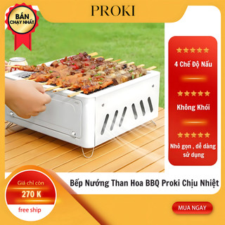  Bếp Nướng Than Hoa Không Khói BBQ Proki Chịu Nhiệt Có Chân Phụ Nhỏ Gọn Picnic Cắm Trại Dã Ngoại 