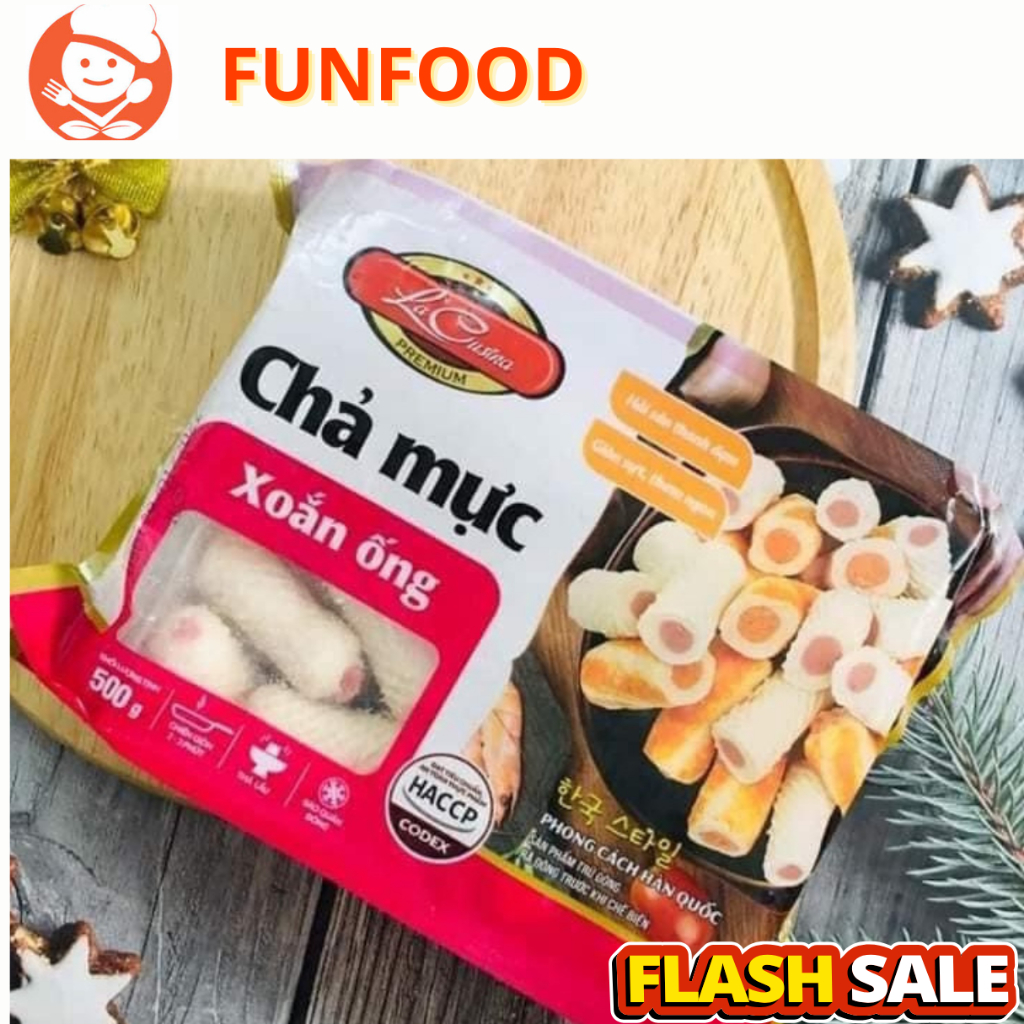 Chả mực xoắn 500g , Hàng lacusina, chiên, rán, thả lâu siêu ngon ( Giao hàng Hà Nội)