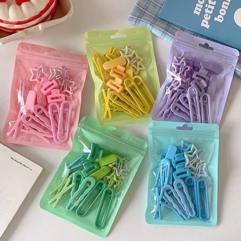 Set 18 Kẹp Plink Chan Nhiều Màu Dễ Dùng Xinh Xắn Phù Hợp Nhiều Kiểu Tóc Hot Trend