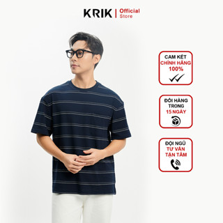 Áo Phông Kẻ Nam KRIK  Form Classic Chất Liệu Cotton Thiết kế Túi Trước Ngực Tạo Điểm Nhấn AP1339