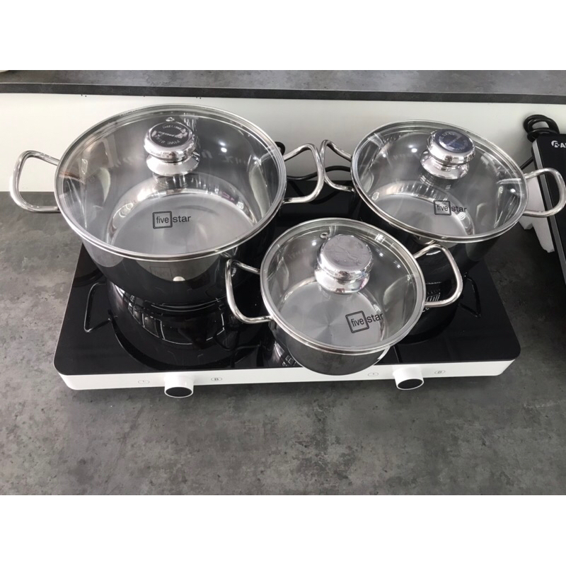 Bộ nồi 3 món nắp kính-nhà Fivestar (chính hãng)
