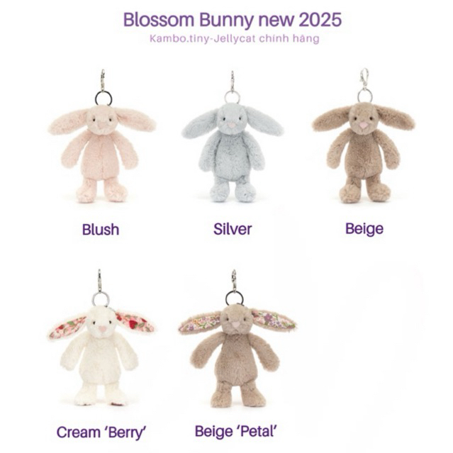 [JELLYCAT CHÍNH HÃNG]Móc khoá/Bagcharm thỏ Jellycat NEW 2025
