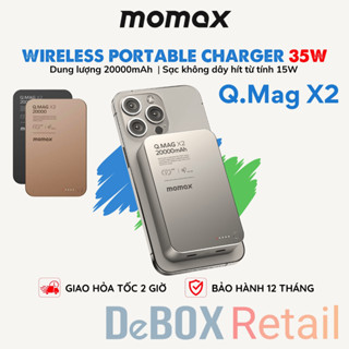 Pin Sạc Dự Phòng 20000mAh Không Dây Từ Tính MOMAX Q.Mag X2 IP133 Gen 2, PD 20W | iPhone 12-17 Series - Chính hãng