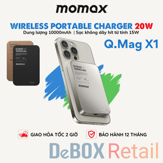 Pin sạc dự phòng 10000mAh không dây từ tính Momax Q.Mag X1 IP117 Gen 2,PD20W Siêu mỏng, Tương thích iP 16/15/14/13 Serie