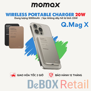 Pin sạc dự phòng 5000mAh không dây từ tính Momax Q.Mag X IP116 Gen2, PD 20W, Siêu mỏng, Tương thích iPhone 12-17 Series